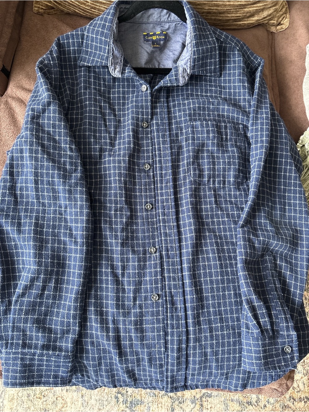Club Room Blue Windowpane Button-Down Shirt